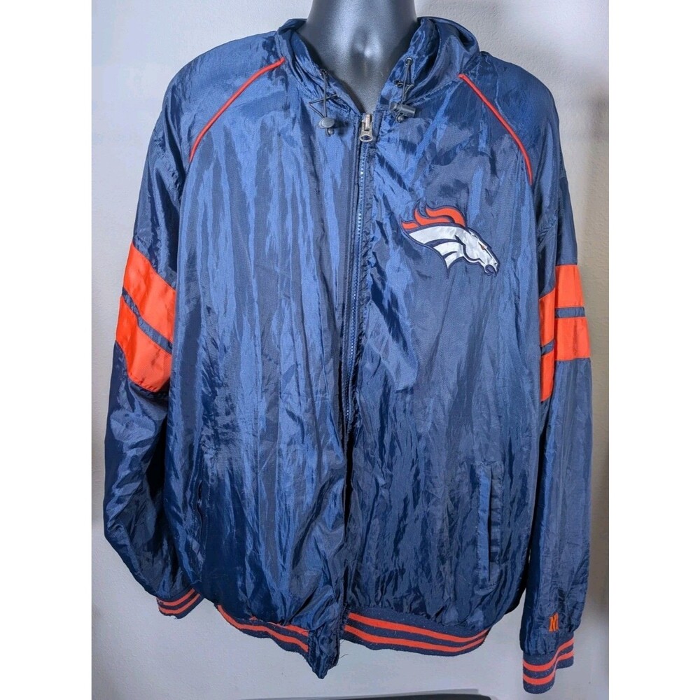 Denver Broncos G-III NFL 4XL Hooded Windbreaker Jacket Navy Orange Embroidered